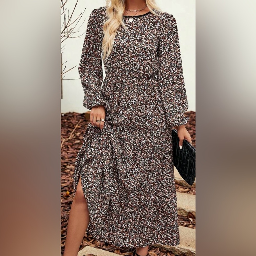 FLORAL PRINT TIE BACK DRESS